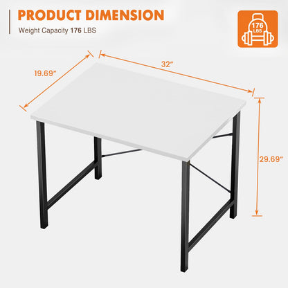 Sweetcrispy 32 Inch Small Computer Desk White Black