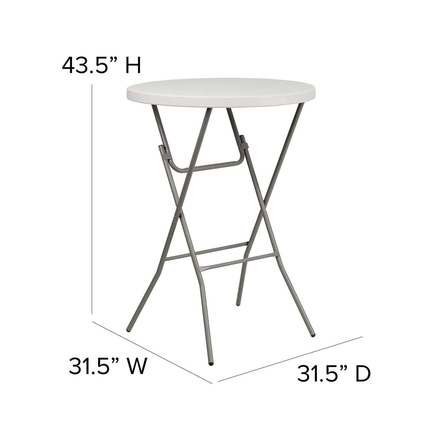 Flash Furniture Kathryn 31.5 Inch Round Folding Bar Height Table Granite White