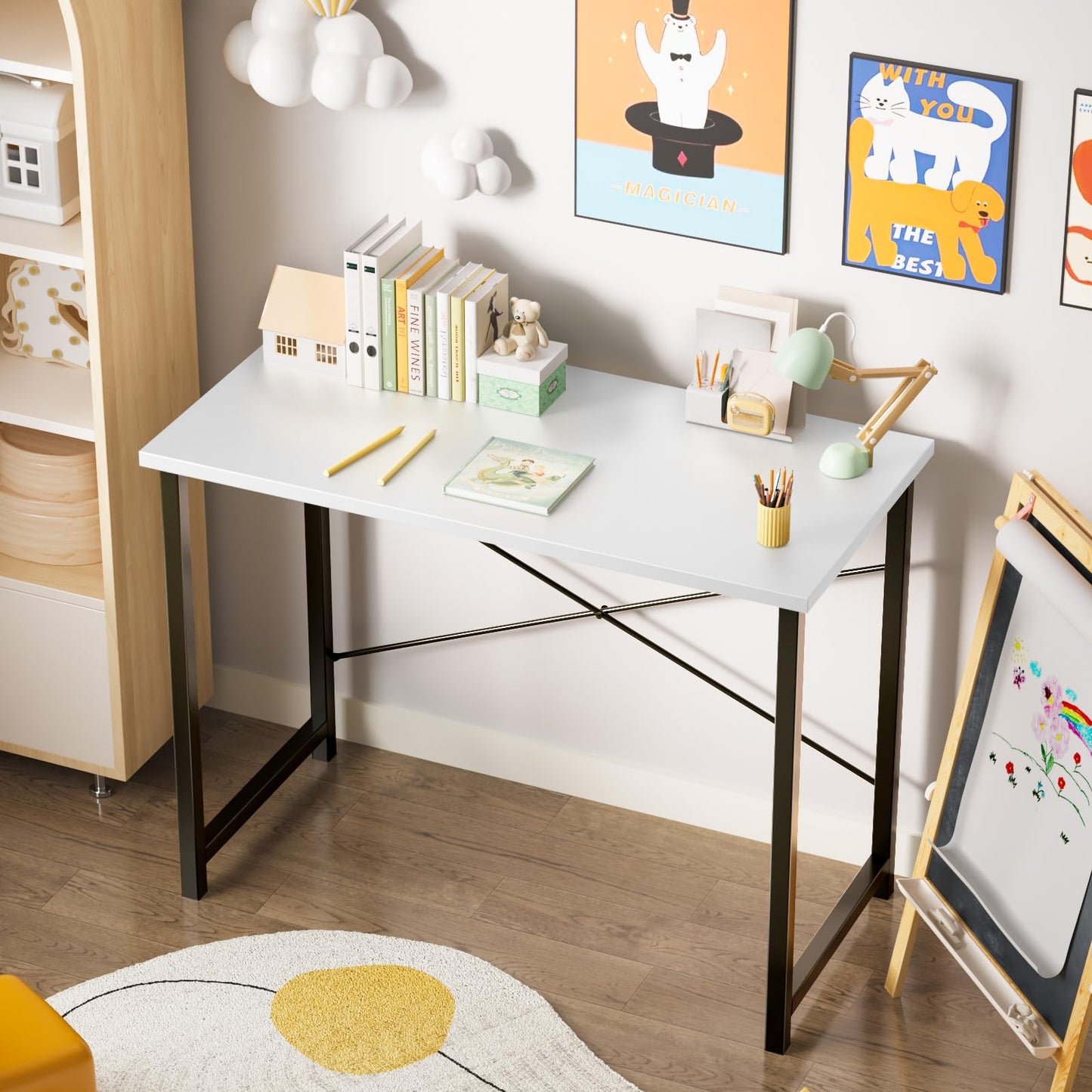 Sweetcrispy 32 Inch Small Computer Desk White Black