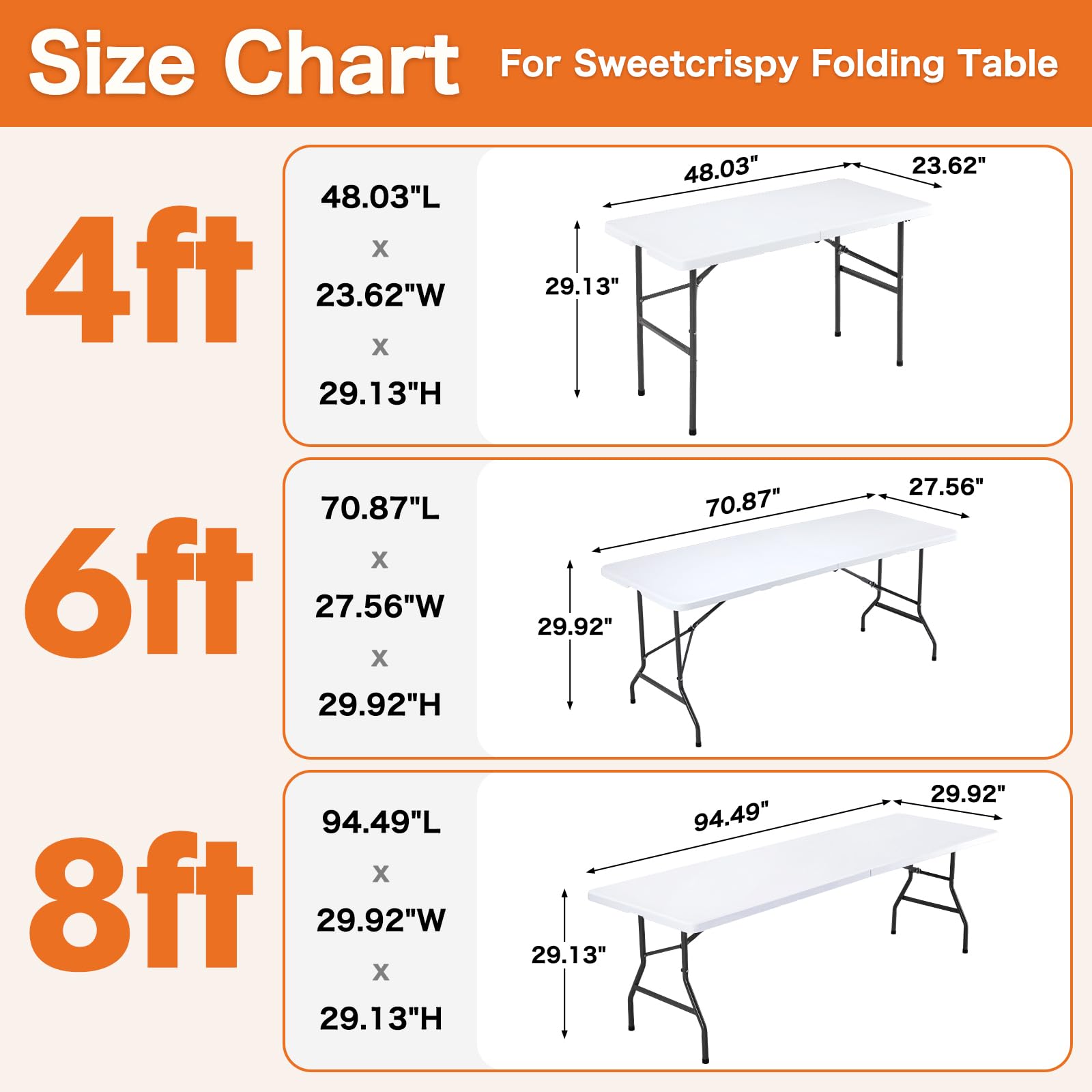 Sweetcrispy 4ft Folding Picnic Table with Carrying Handle Basic White