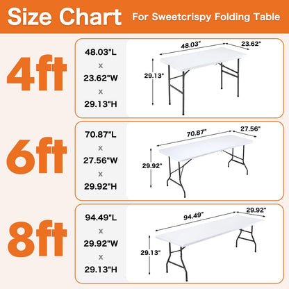 Sweetcrispy 4ft Folding Picnic Table with Carrying Handle Basic White