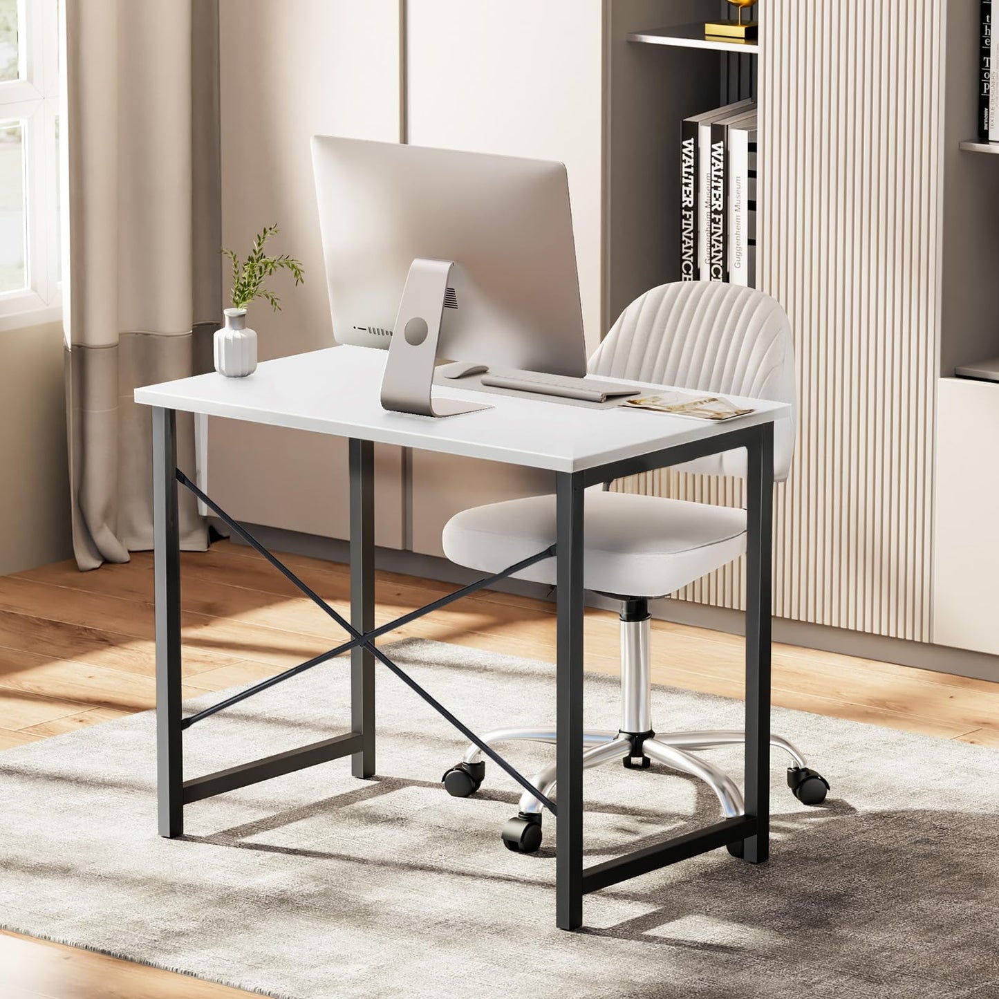 Sweetcrispy 32 Inch Small Computer Desk White Black